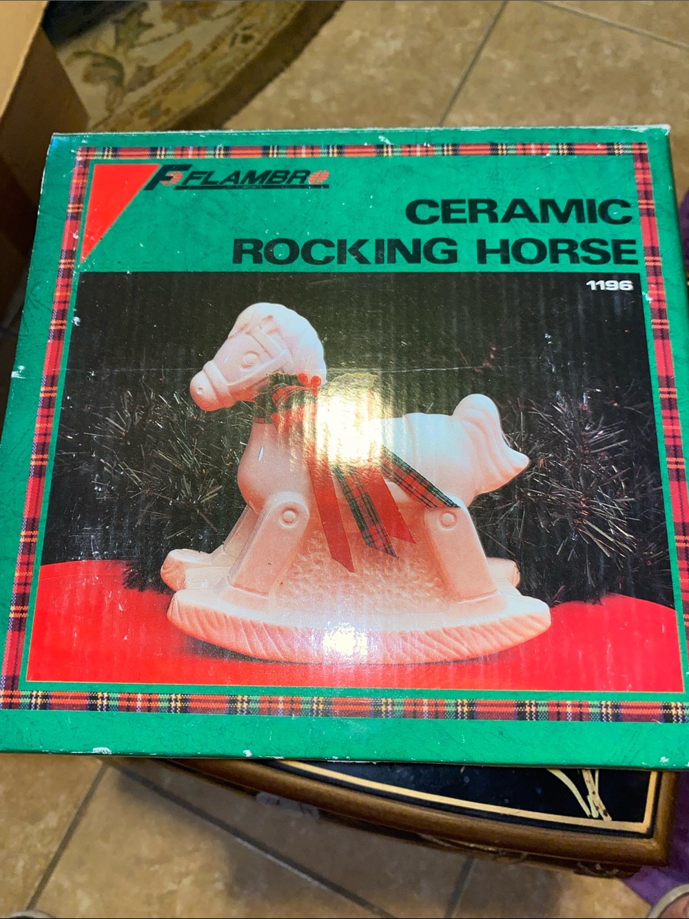 Vintage 1988 Flambro Ceramic Christmas Rocking Horse